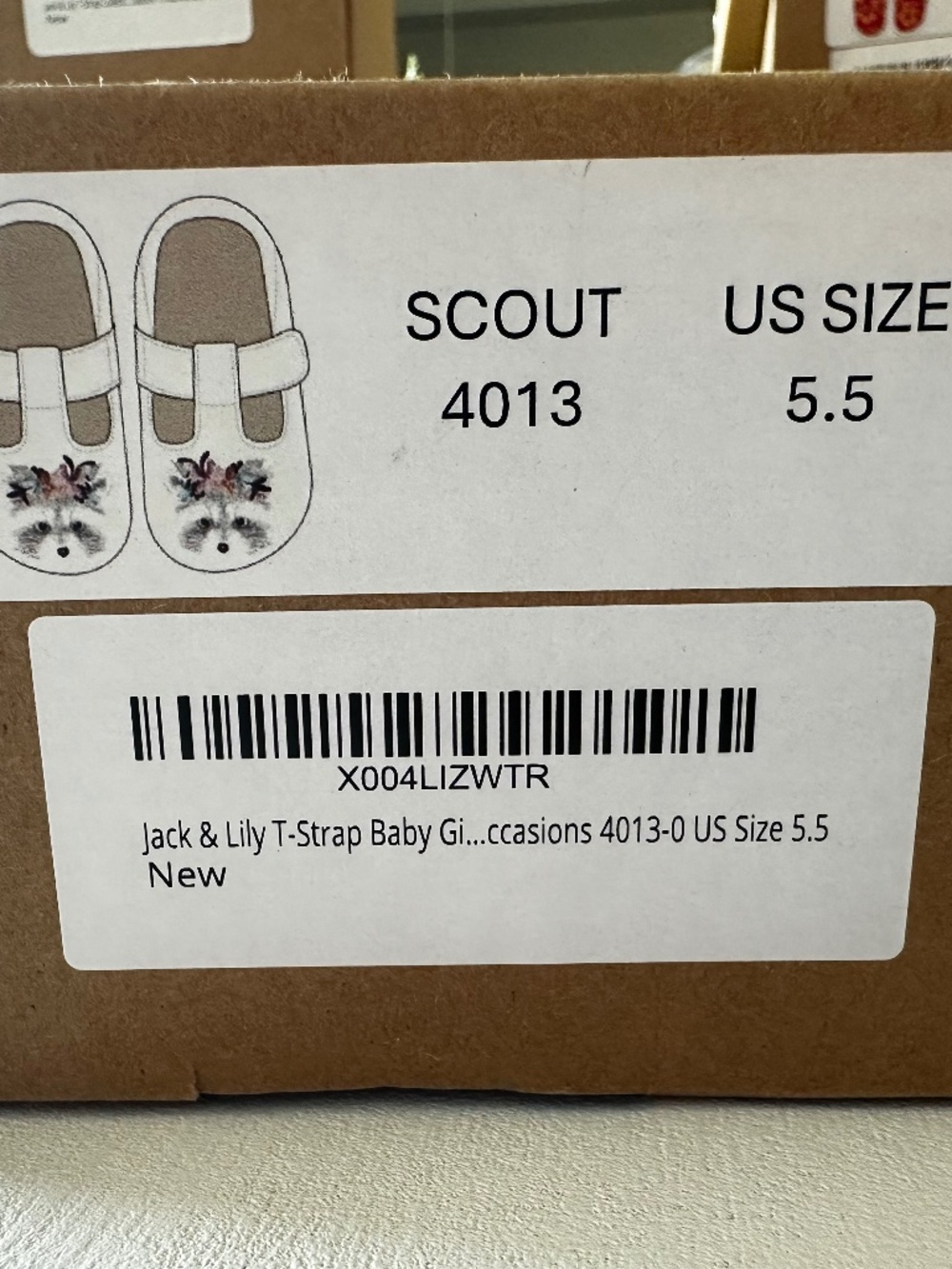 Jack & Lily Scout Floral Raccoon T-Strap Shoes Size 5.5 NIB - Picture 2 of 2